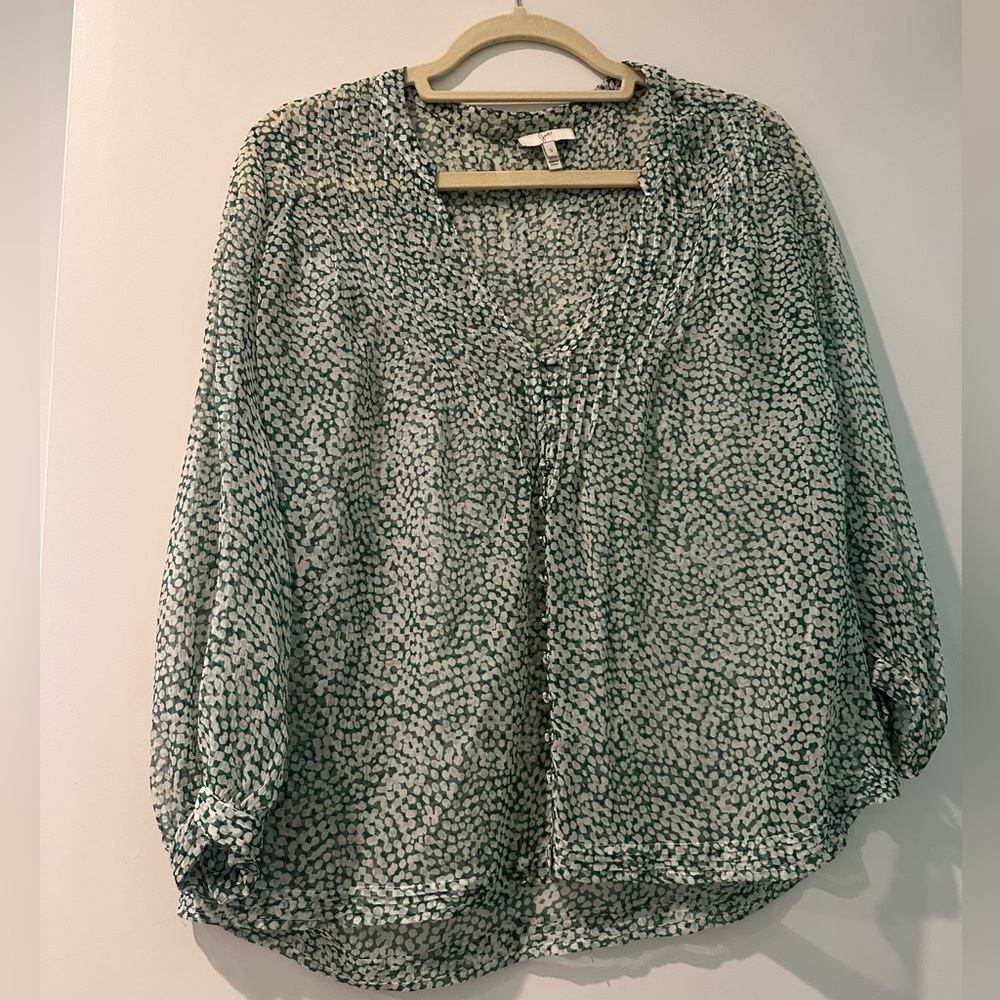 Joie green and white silk blouse